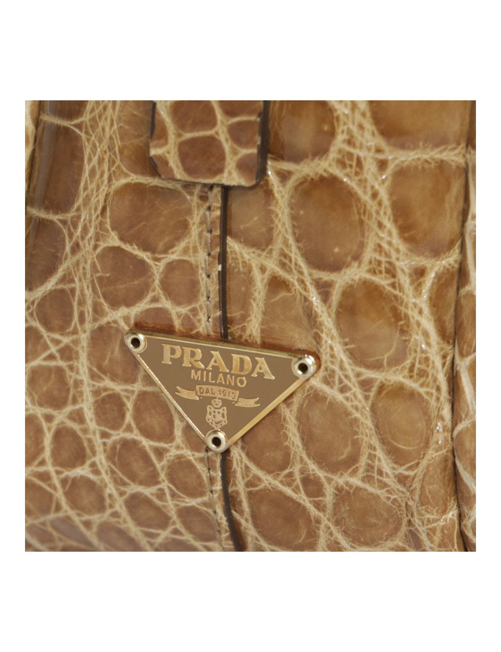 PRADA blond alligator mini plume handbag