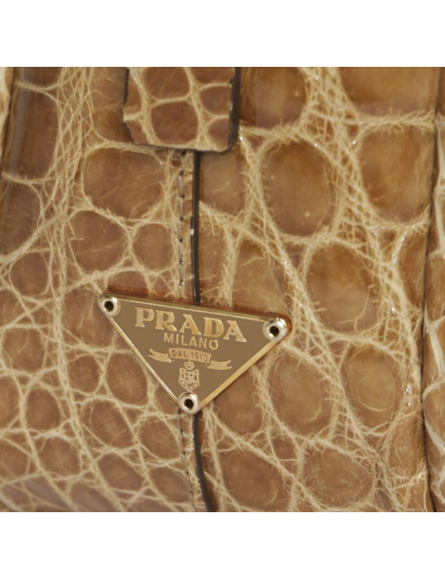 PRADA blond alligator mini plume handbag
