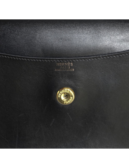 HERMES black box leather pouch