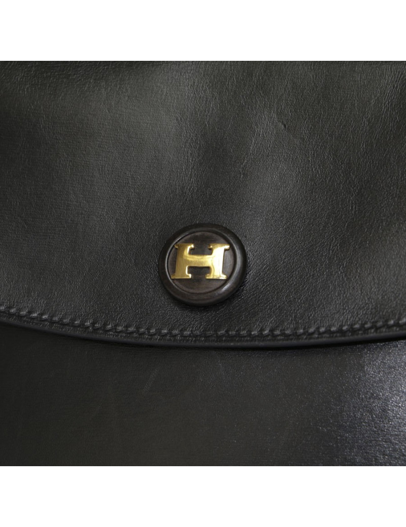 Pochette HERMES cuir box noir