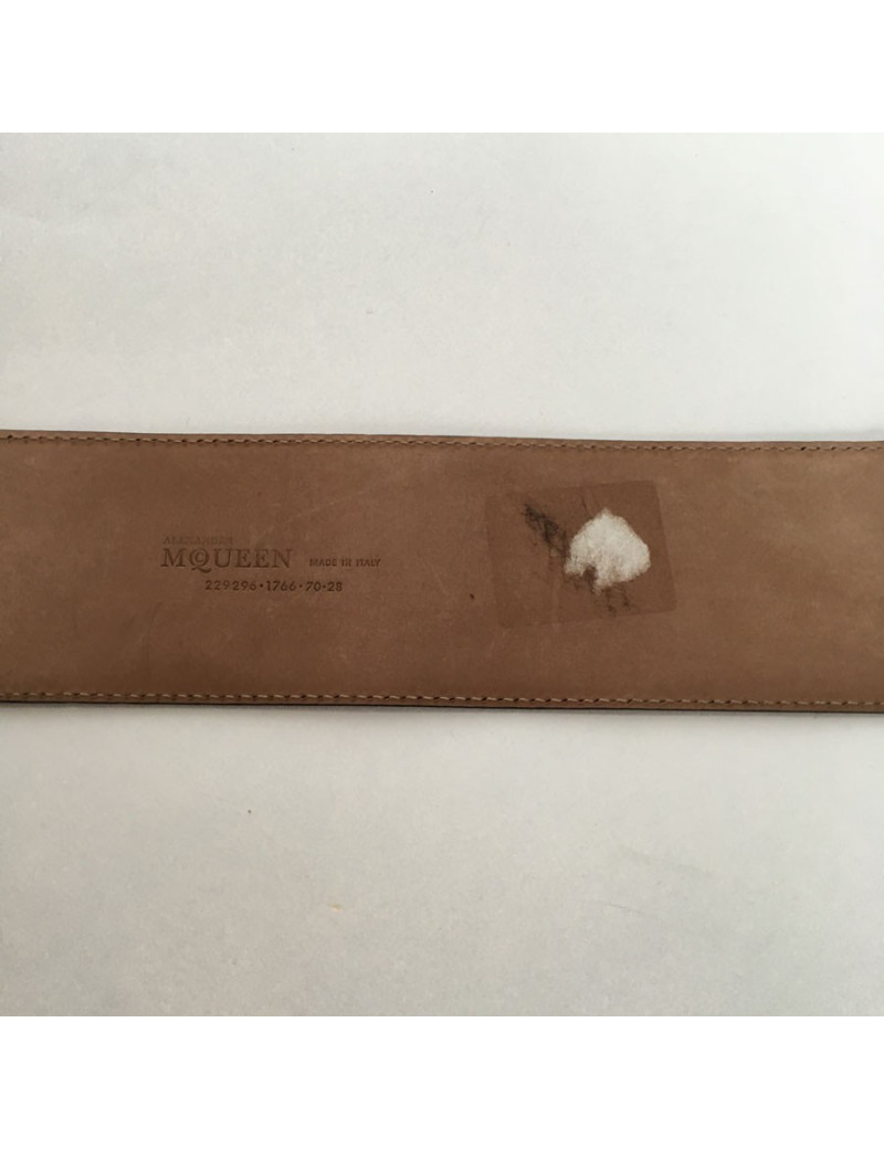 Ceinture Alexander MCQUEEN en cuir façon serpent couleur framboise