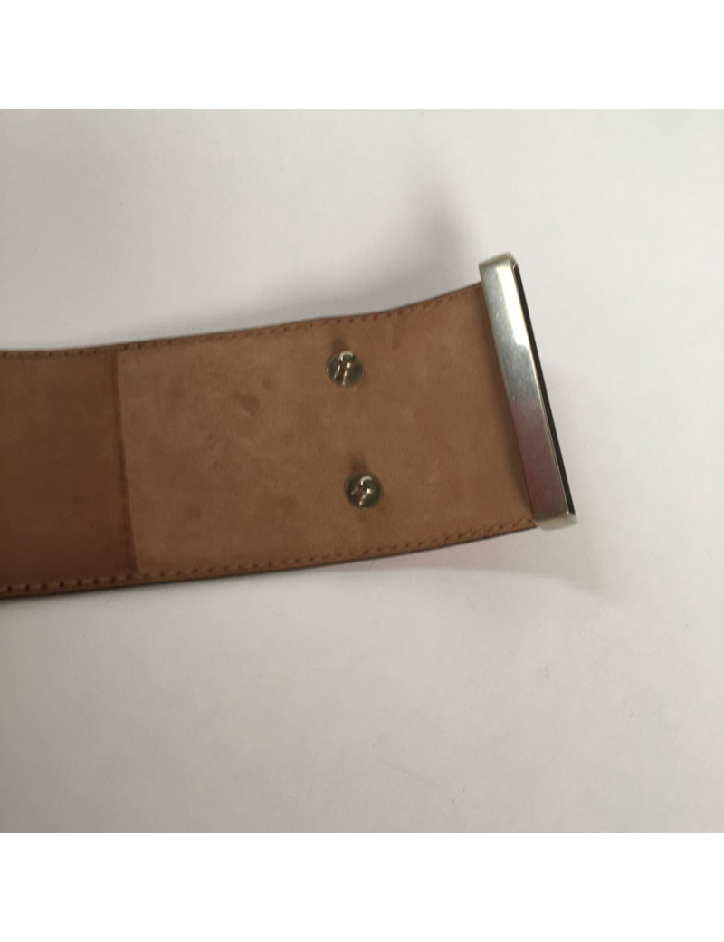 Ceinture Alexander MCQUEEN en cuir façon serpent couleur framboise