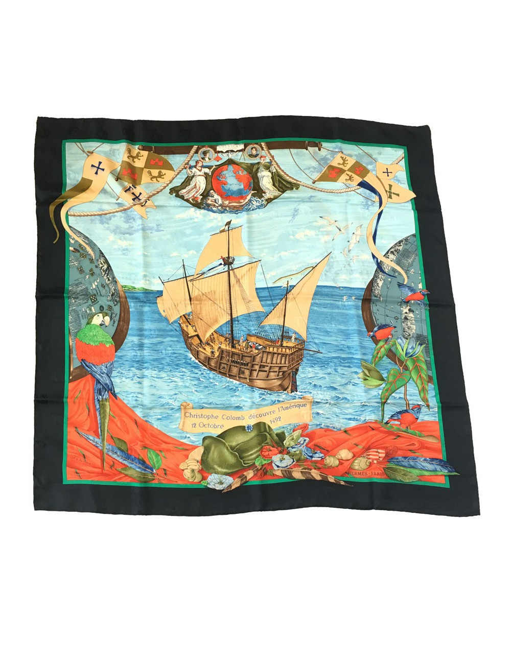 Square HERMES "Christophe Colomb discovers America" Silk
