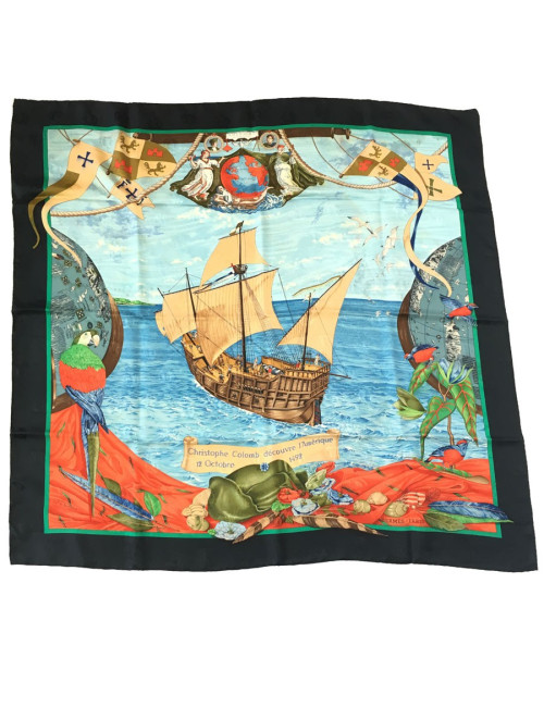 Square HERMES "Christophe Colomb discovers America" Silk