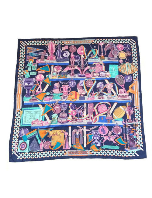 Square HERMES "Trophies" Purple silk