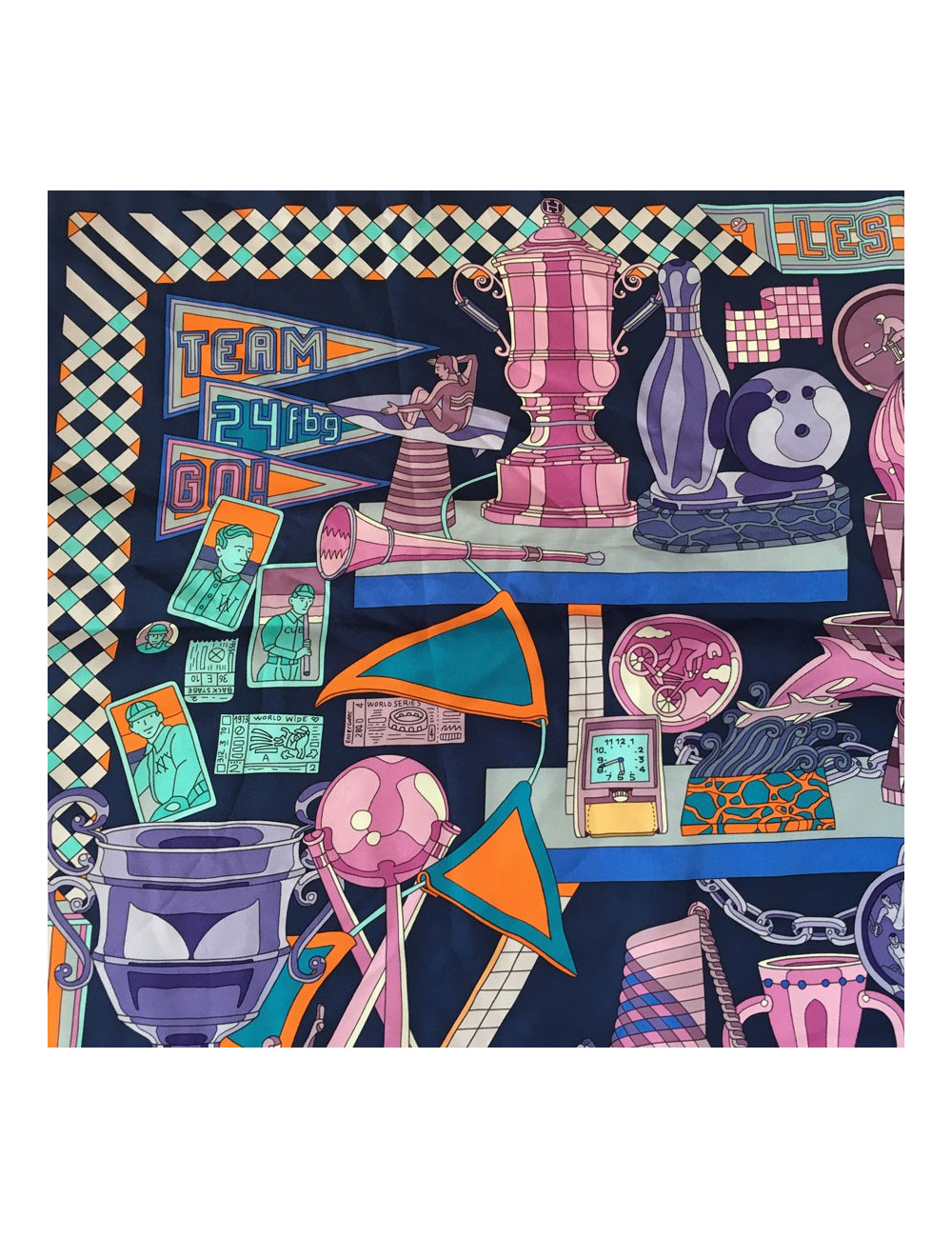 Square HERMES "Trophies" Purple silk