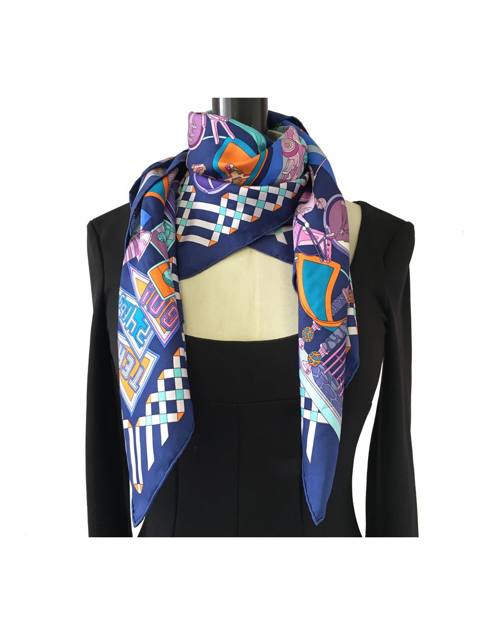 Square HERMES "Trophies" Purple silk