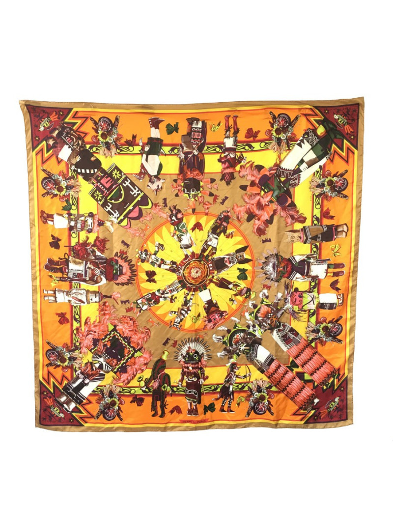 Grand carré HERMÈS Kachinas en soie multicolore