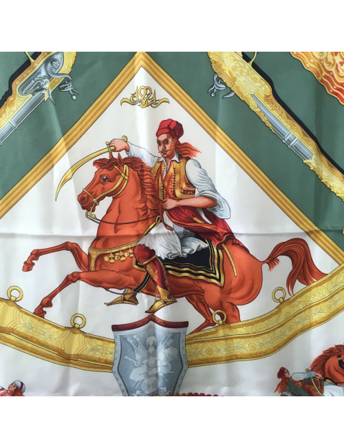 Carré HERMÈS "1821 - les cavaliers Ottomans" en soie multicolore