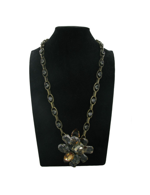 LANVIN chain in gold metal and rhinestone necklace