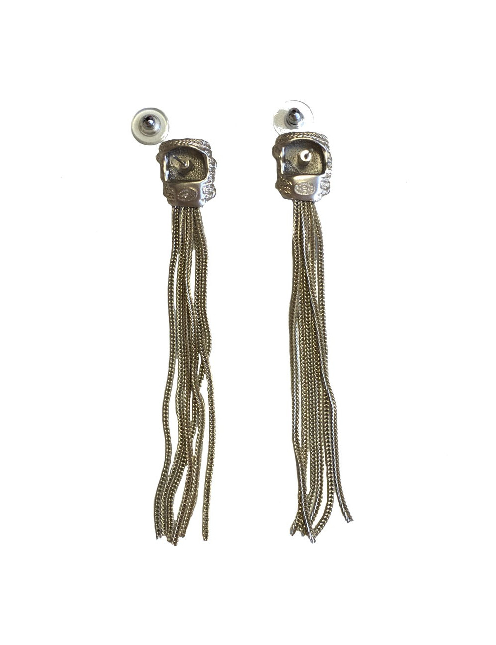 Boucles d'oreille clous CHANEL pendantes en métal doré