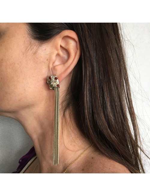 Earrings CHANEL nails pending gold metal