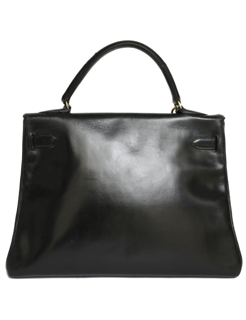 32 leather black box Vintage HERMES Kelly bag
