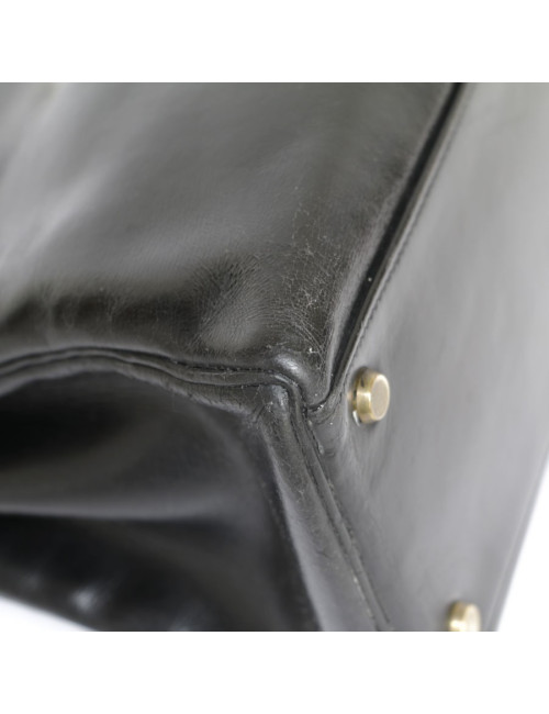 Sac Kelly 32 HERMES cuir box noir Vintage