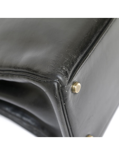 Sac Kelly 32 HERMES cuir box noir Vintage