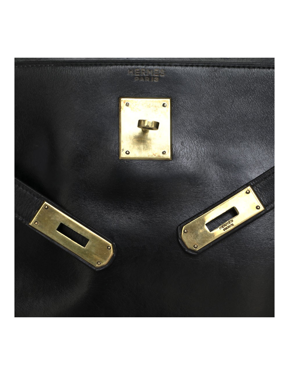 32 leather black box Vintage HERMES Kelly bag