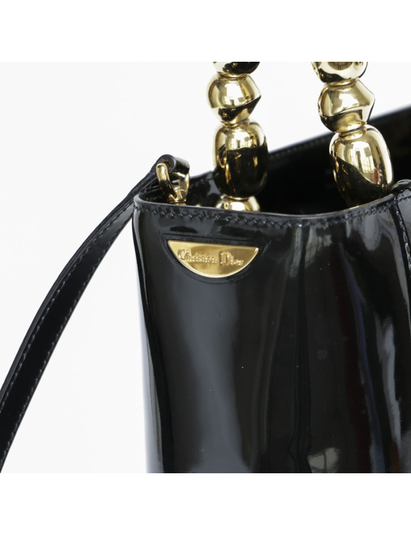Sac 'Lady Dior' DIOR cuir verni noir 