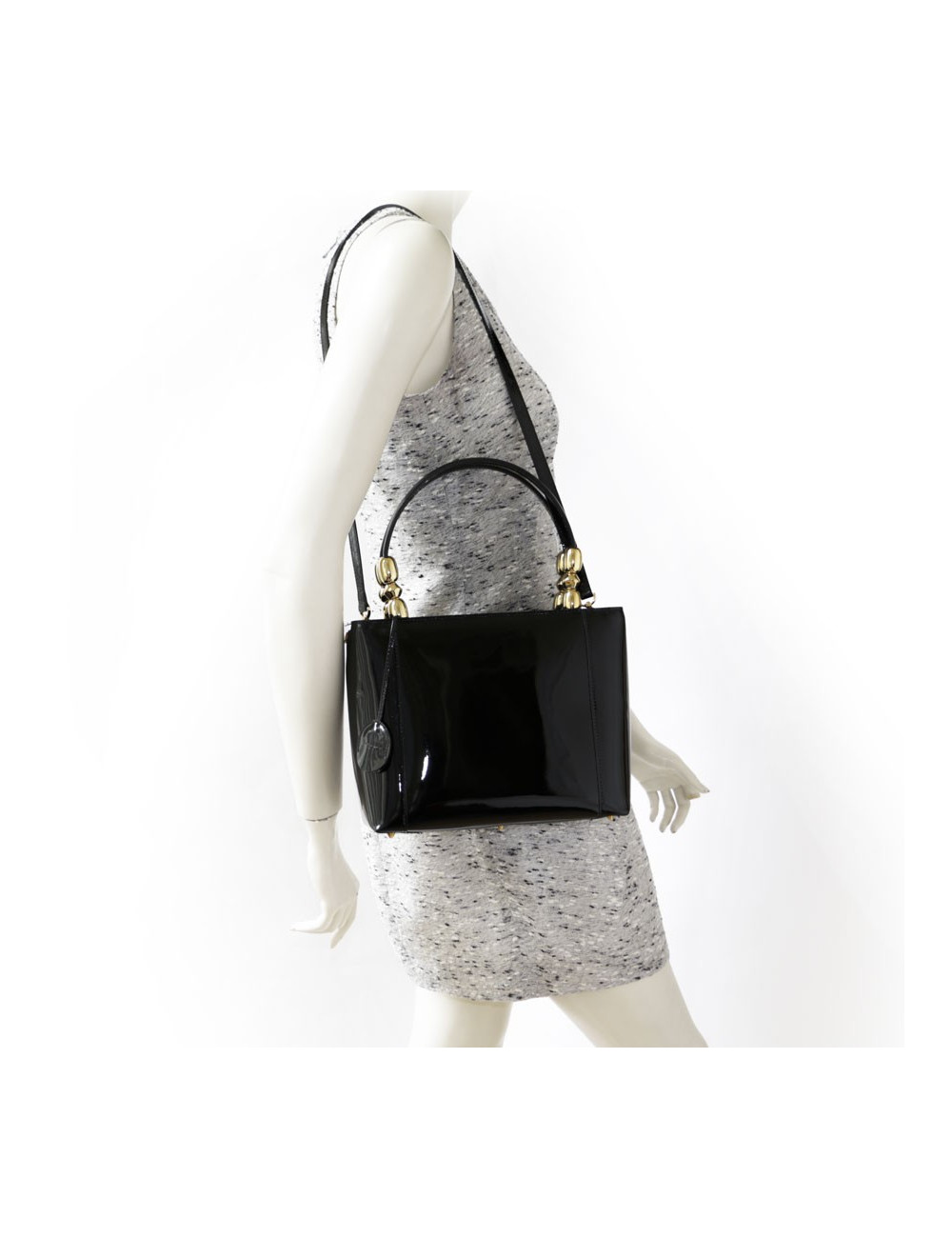 Sac 'Lady Dior' DIOR cuir verni noir 