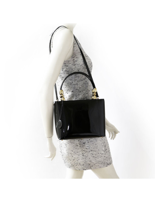 Sac 'Lady Dior' DIOR cuir verni noir 