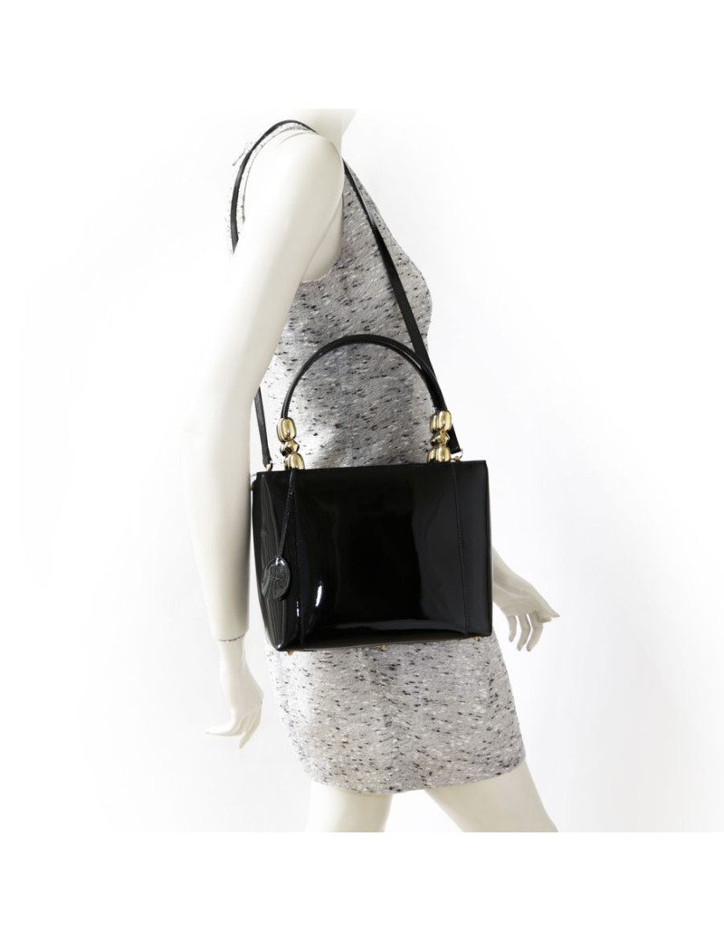 Sac 'Lady Dior' DIOR cuir verni noir 
