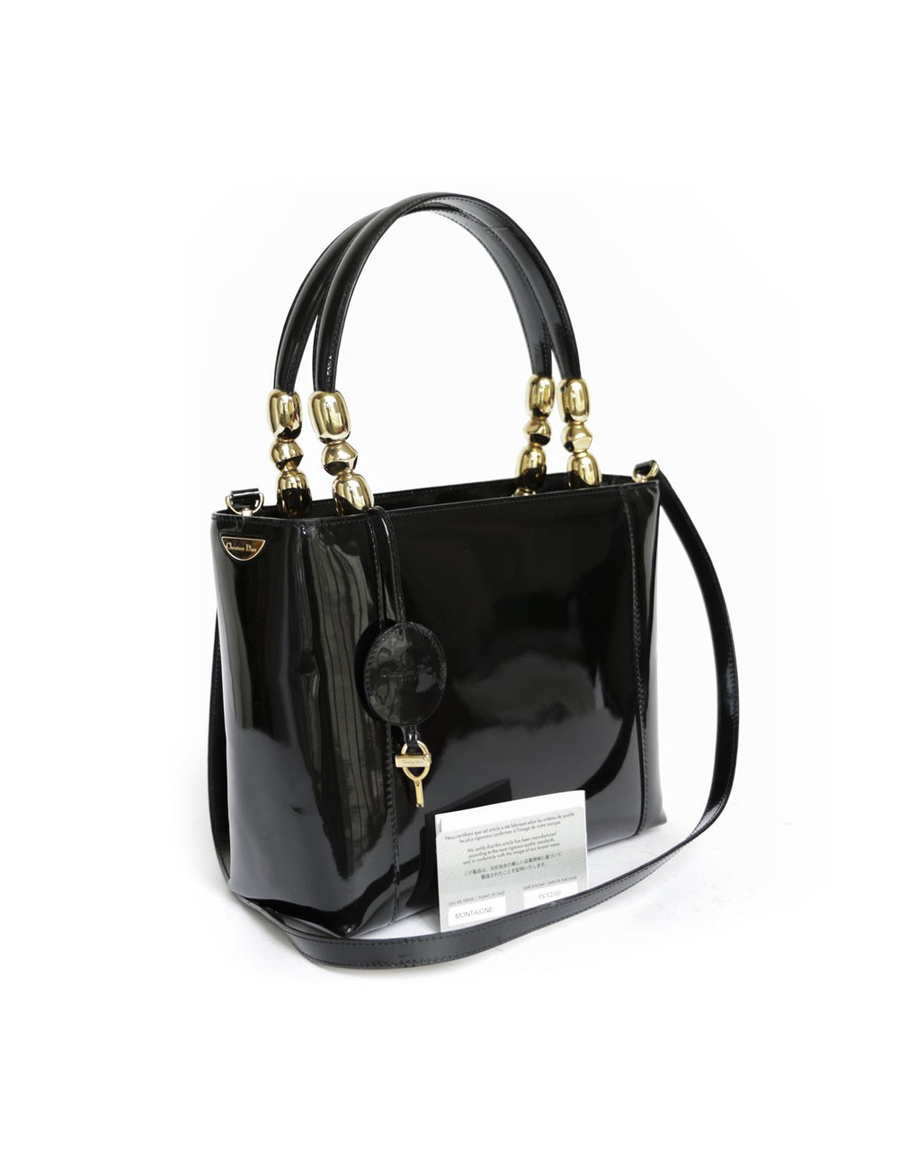 Sac 'Lady Dior' DIOR cuir verni noir 