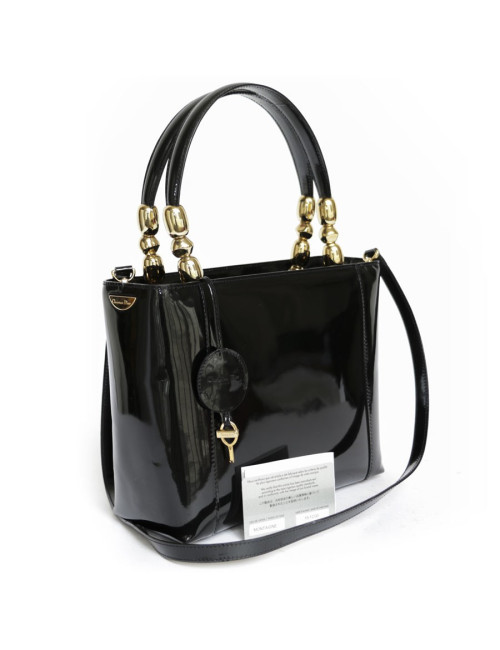 Sac 'Lady Dior' DIOR cuir verni noir 