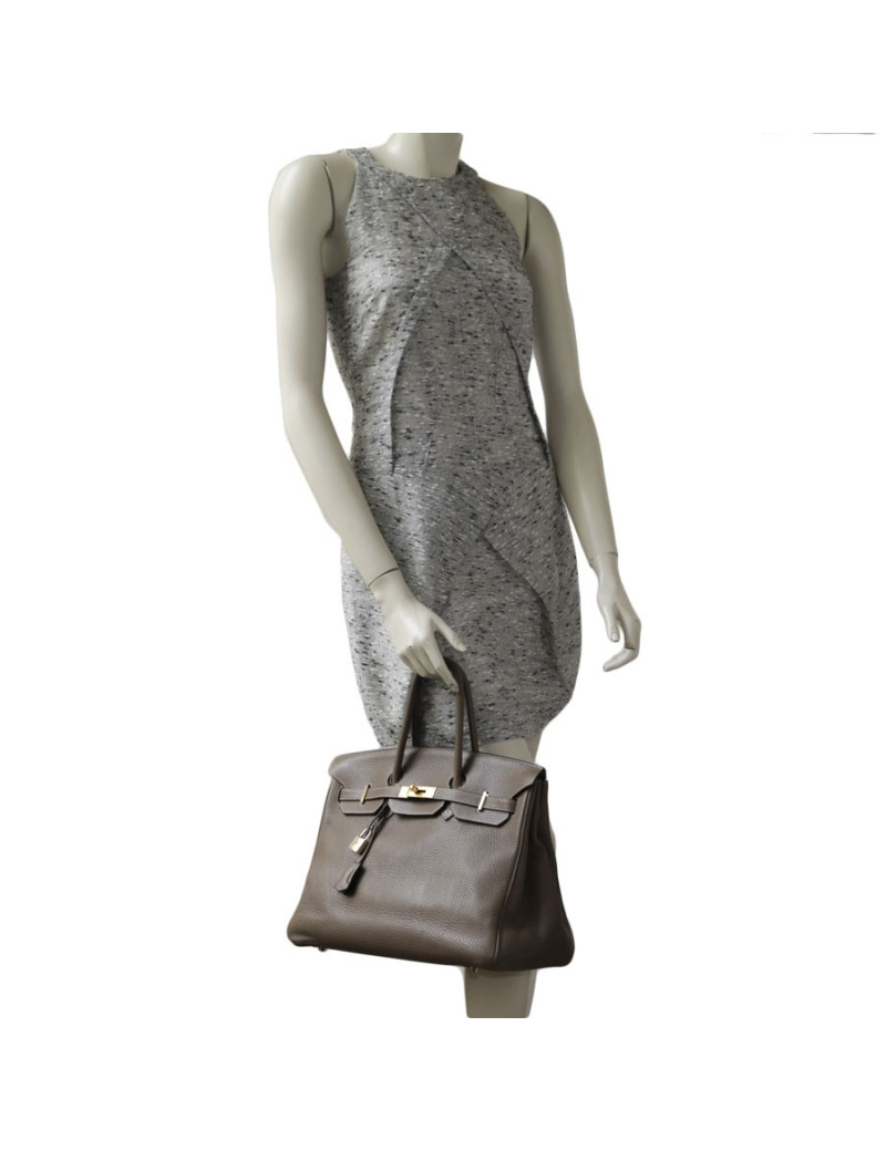 Birkin 35 HERMES cuir taurillon clémence étoupe