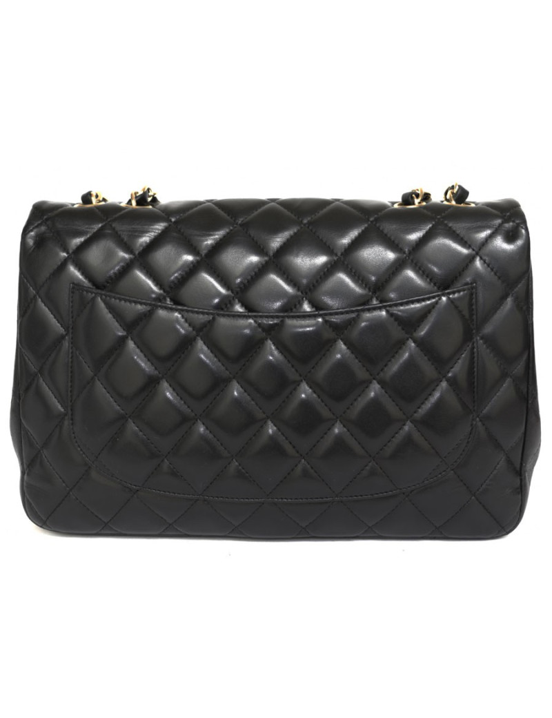 Sac Jumbo CHANEL en cuir lisse noir doré