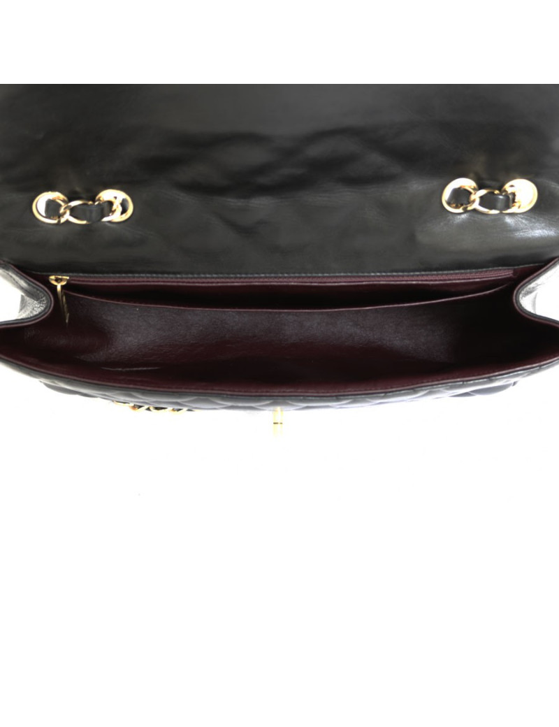 Sac Jumbo CHANEL en cuir lisse noir doré