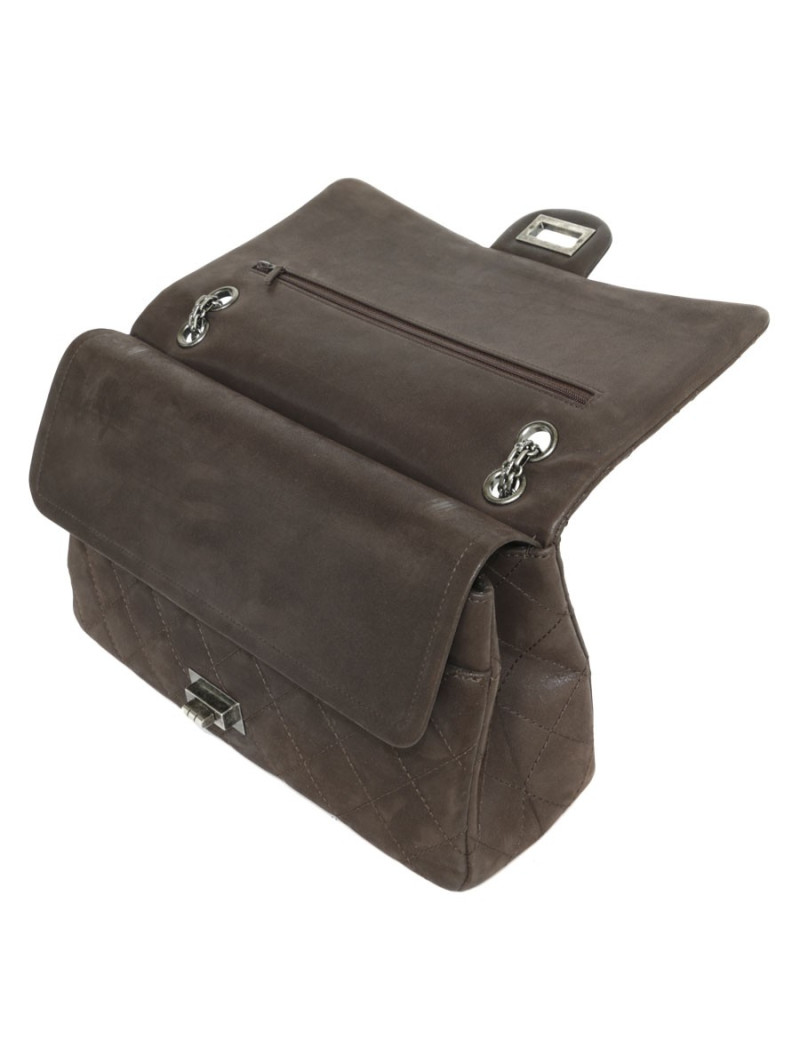 Sac 2.55 CHANEL cuir marron brillant