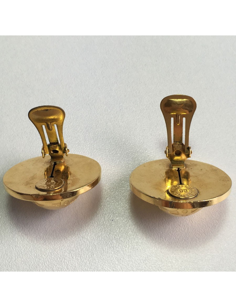 Boucles d'oreille CELINE vintage demi sphères en métal doré