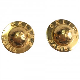 Boucles d'oreille CELINE vintage demi sphères en métal doré