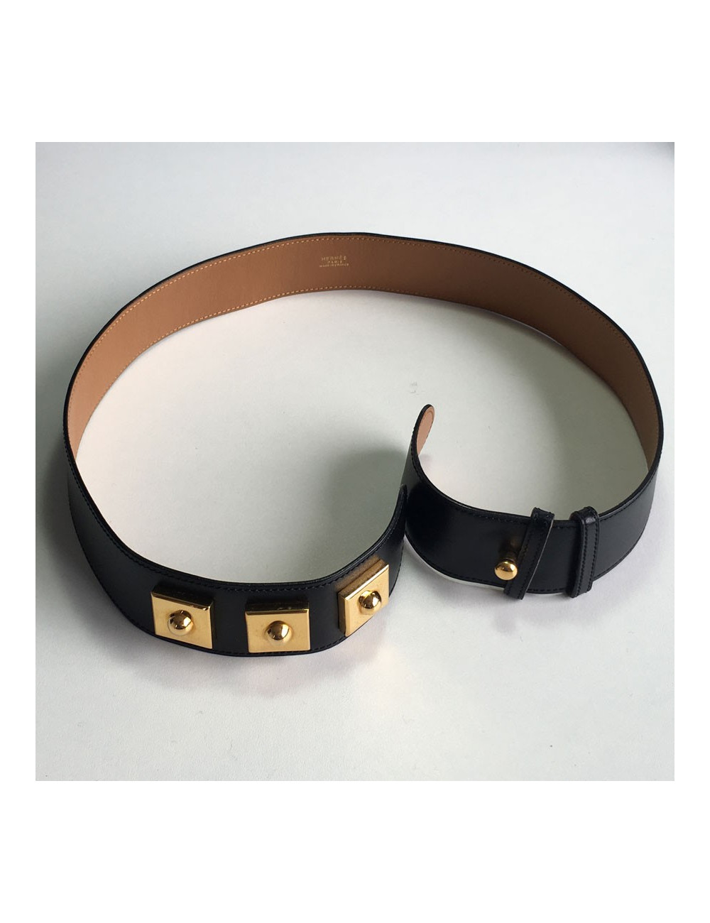 Belt HERMES "Piano" black box leather