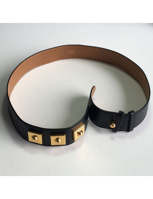 Belt HERMES "Piano" black box leather