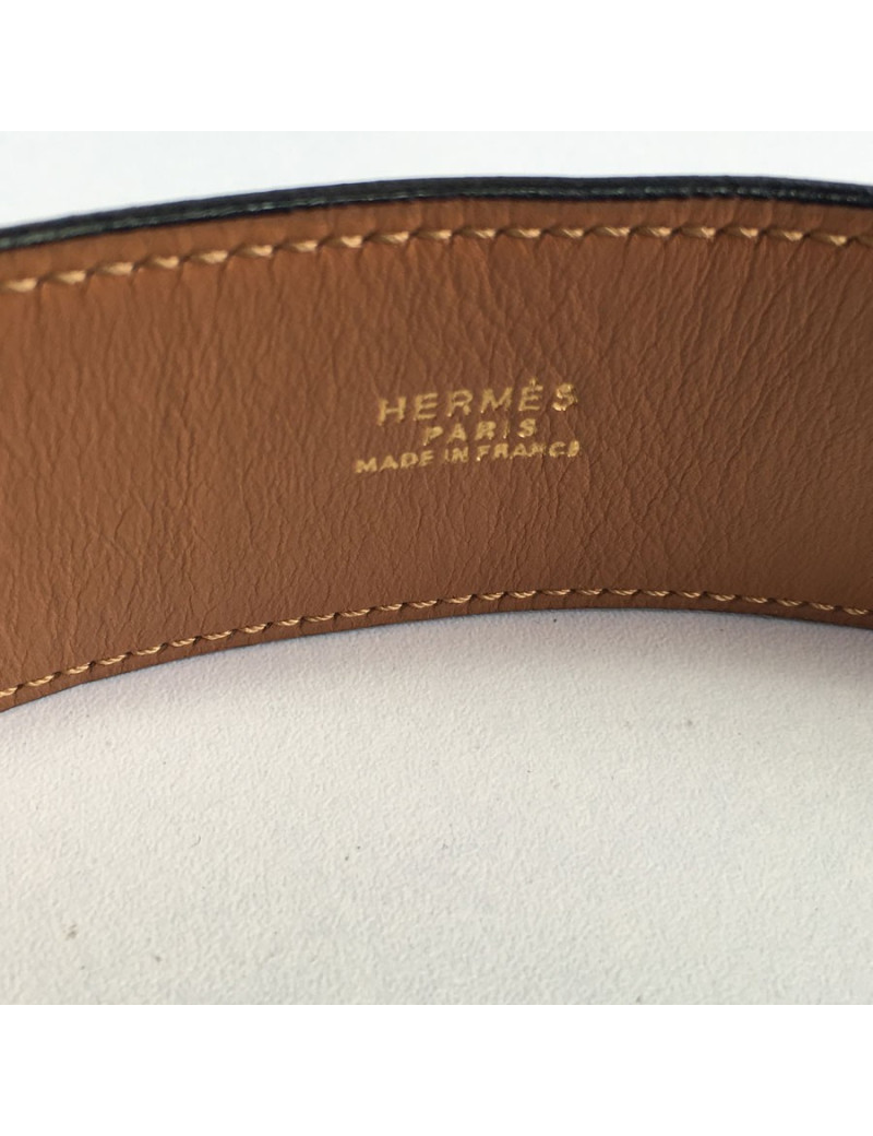 Ceinture HERMES "Piano" en cuir box noir 
