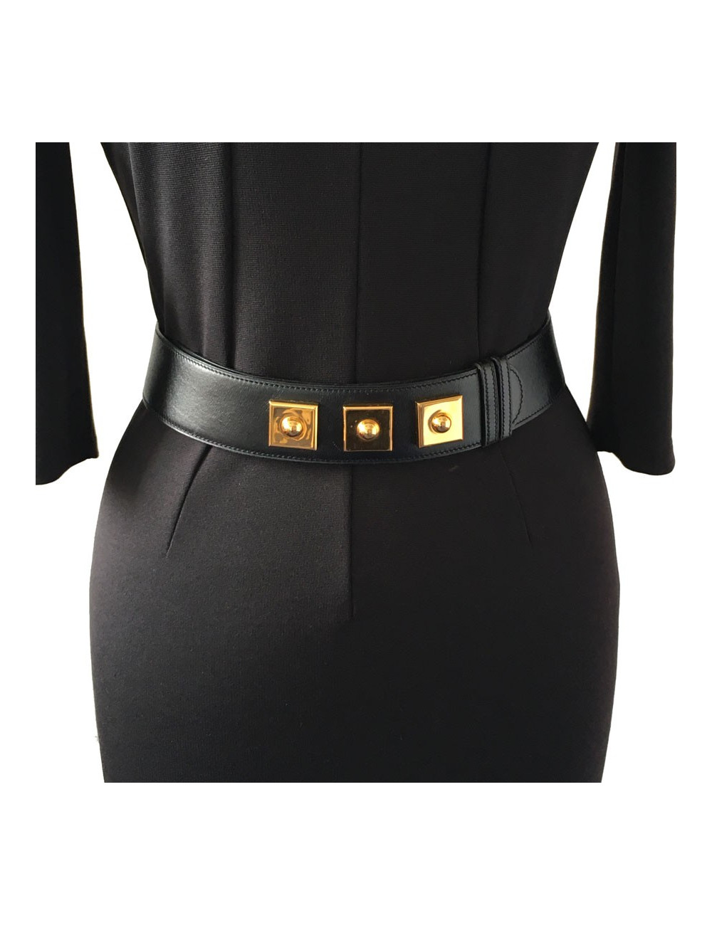 Belt HERMES "Piano" black box leather