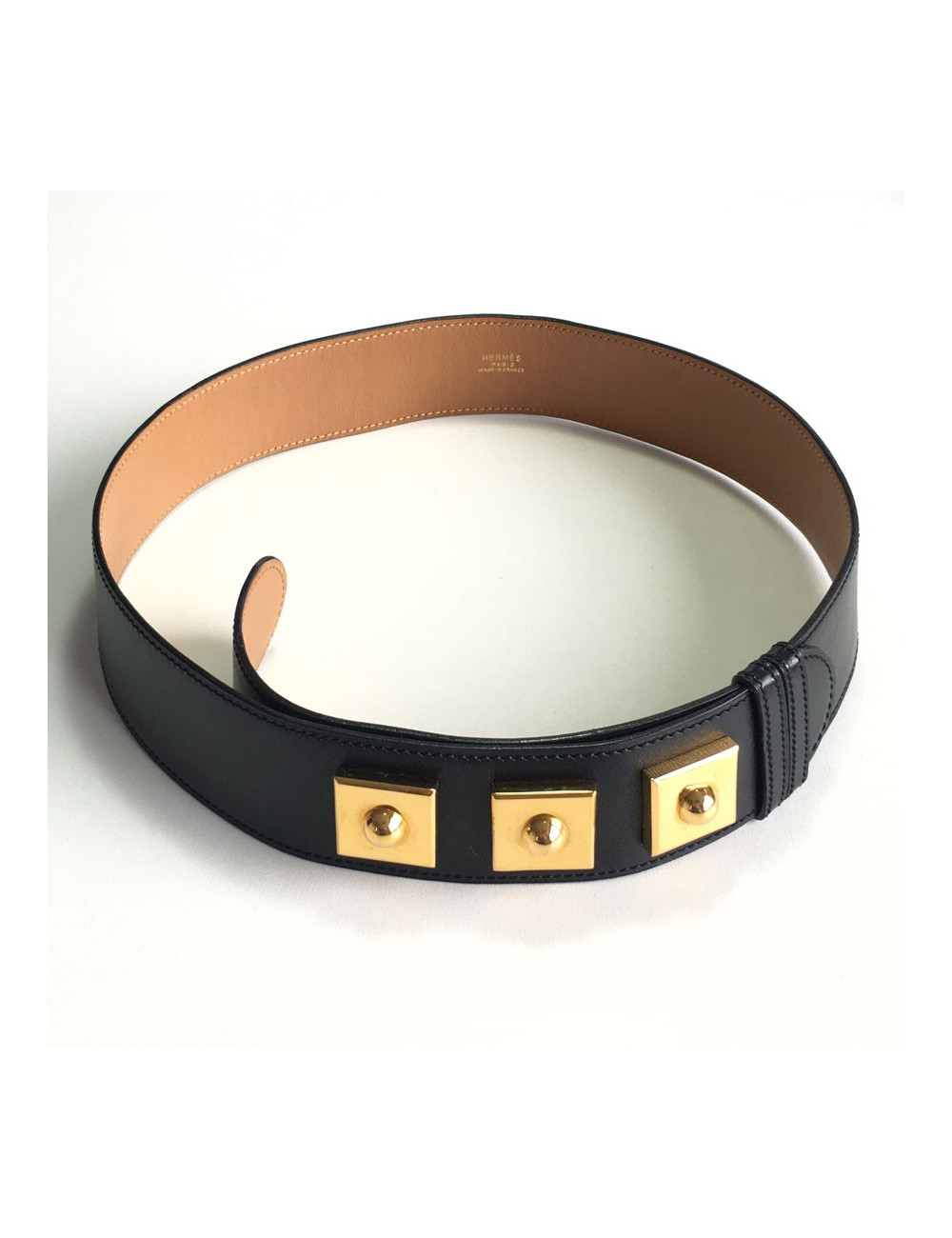 Belt HERMES "Piano" black box leather