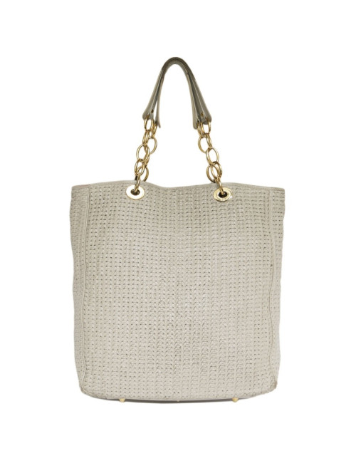 CHRISTIAN DIOR tote bag in beige leather