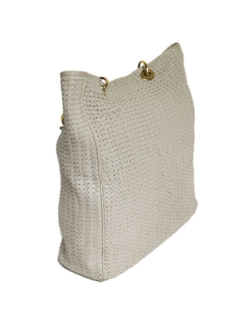 CHRISTIAN DIOR tote bag in beige leather