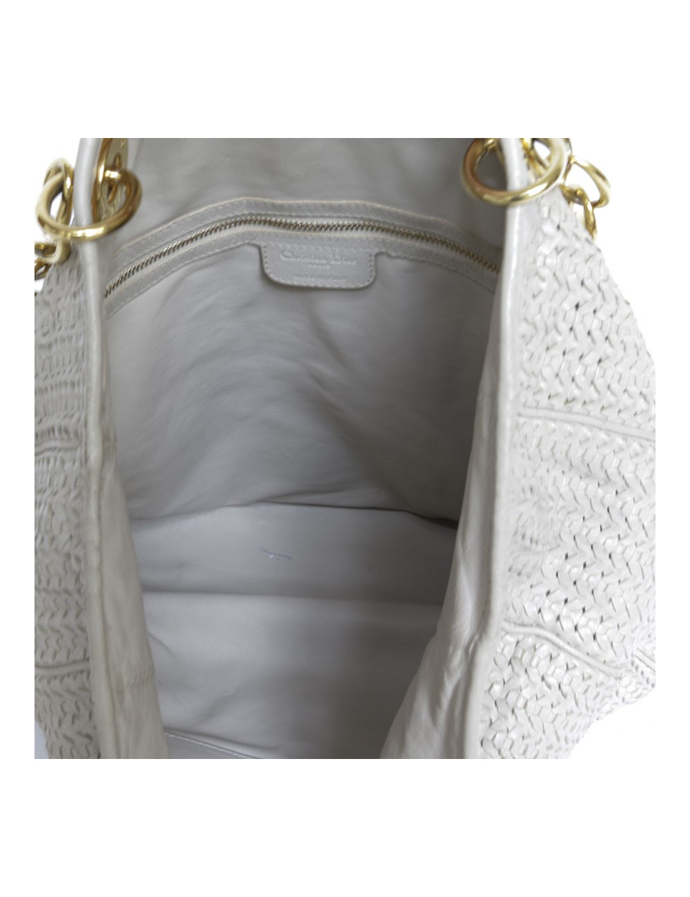 CHRISTIAN DIOR tote bag in beige leather