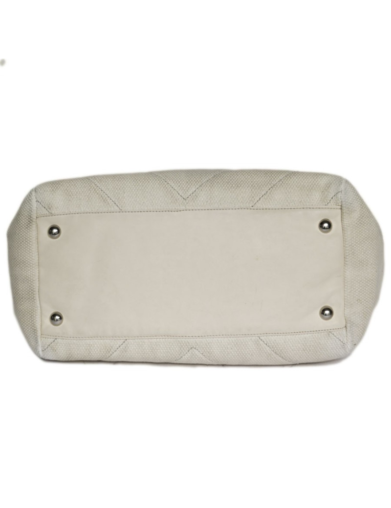 Sac CHANEL en toile et cuir écru