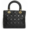 'Lady Dior' CHRISTIAN DIOR black leather bag