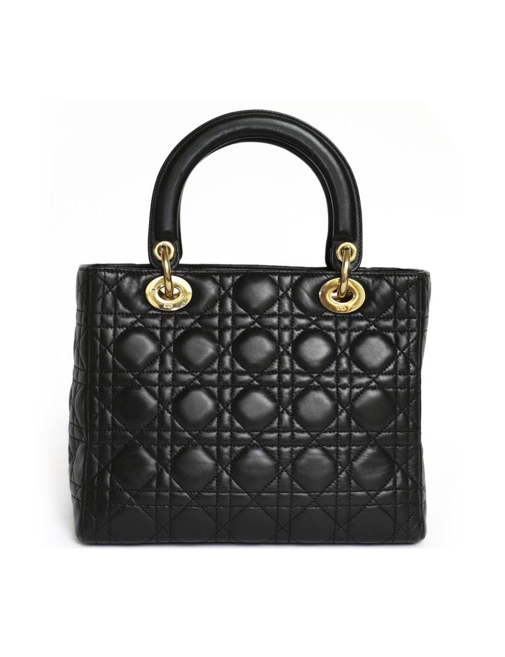 'Lady Dior' CHRISTIAN DIOR black leather bag