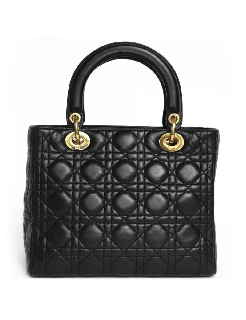 'Lady Dior' CHRISTIAN DIOR black leather bag