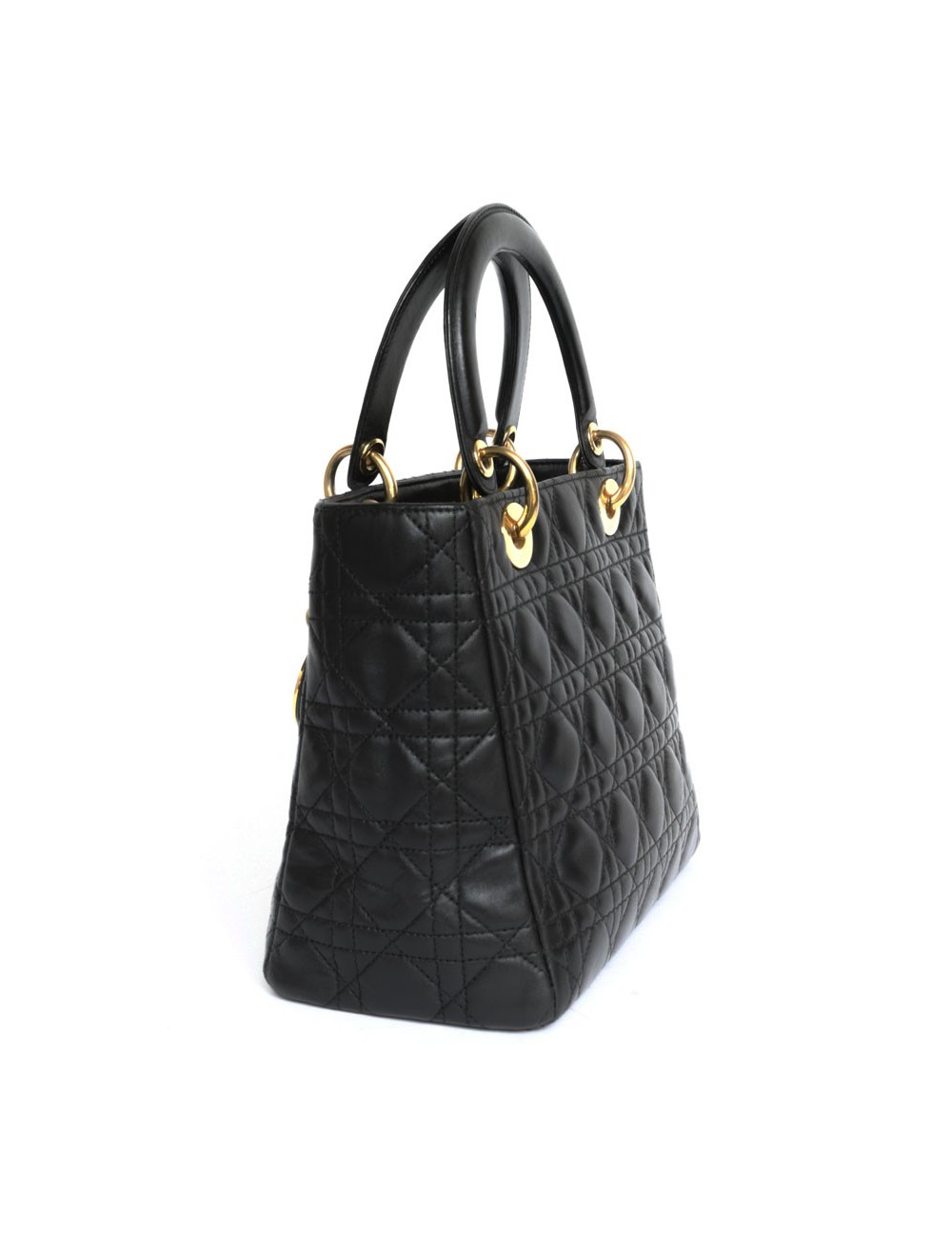 'Lady Dior' CHRISTIAN DIOR black leather bag