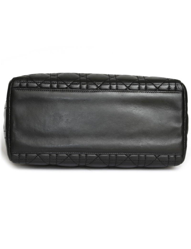 'Lady Dior' CHRISTIAN DIOR black leather bag