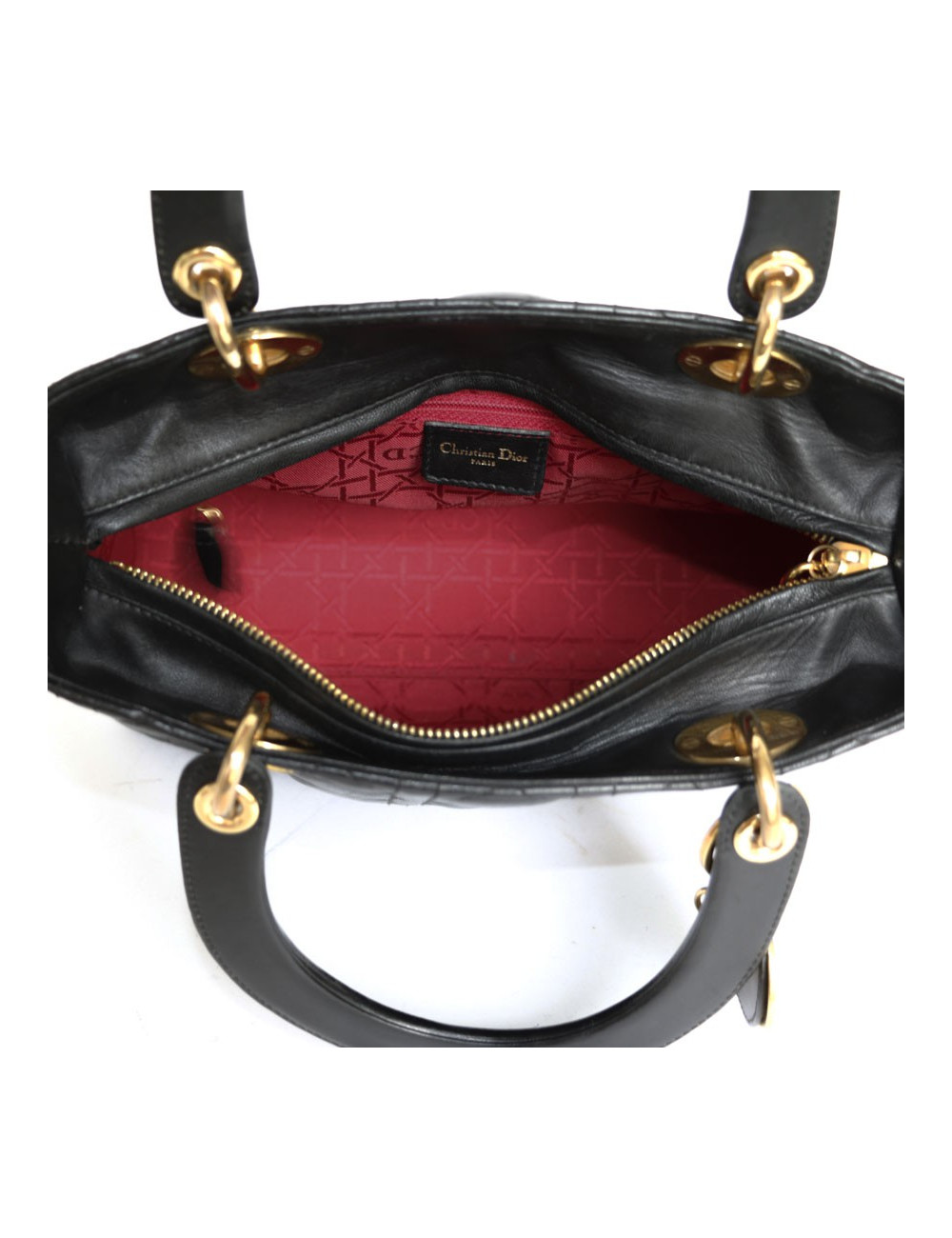 'Lady Dior' CHRISTIAN DIOR black leather bag