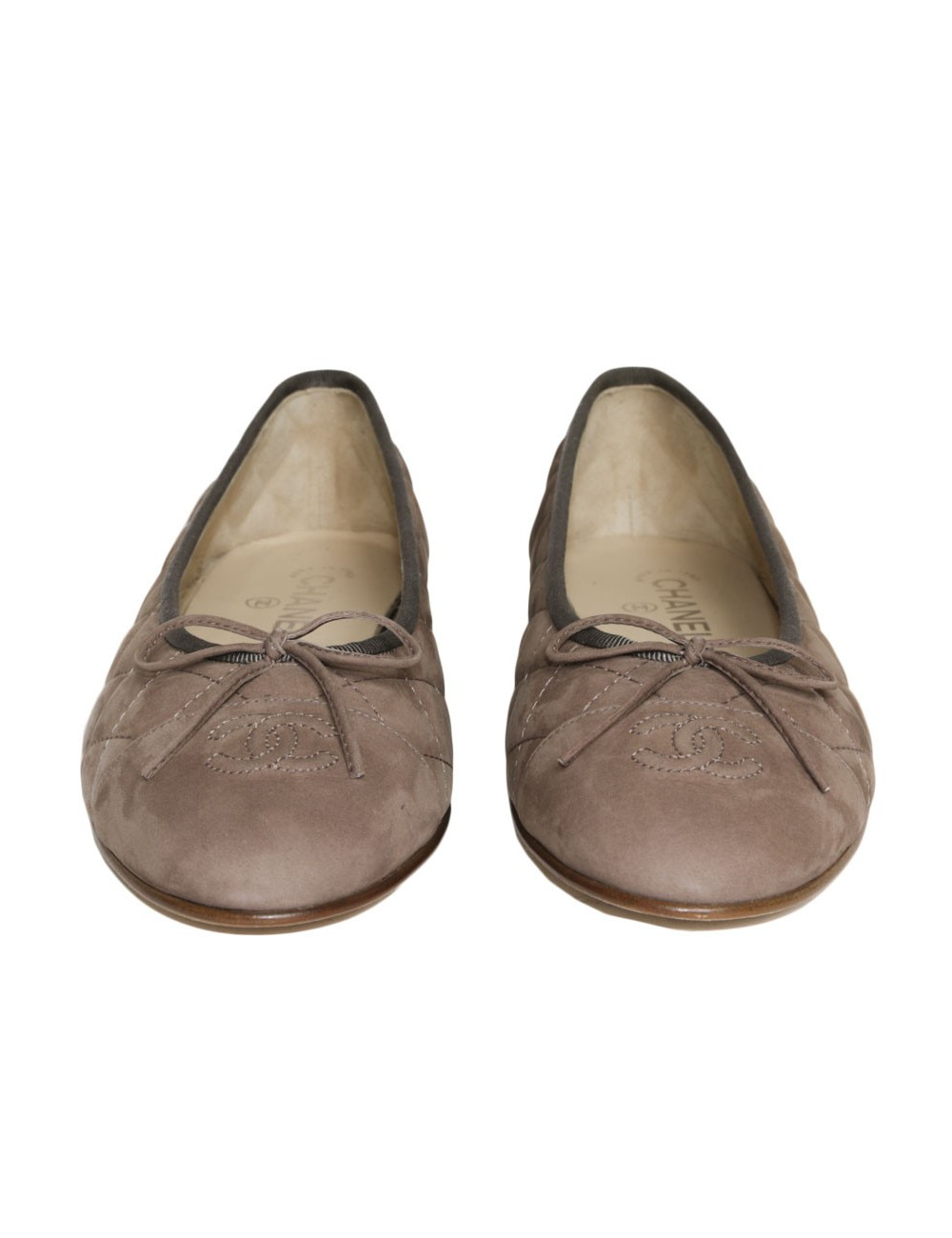 CHANEL T 40 padded suede ballerinas