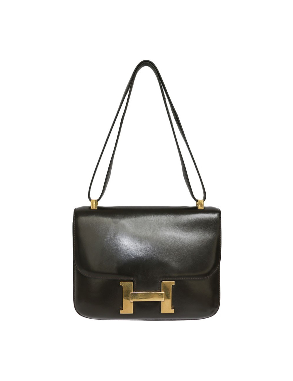 Sac Constance HERMES cuir box marron