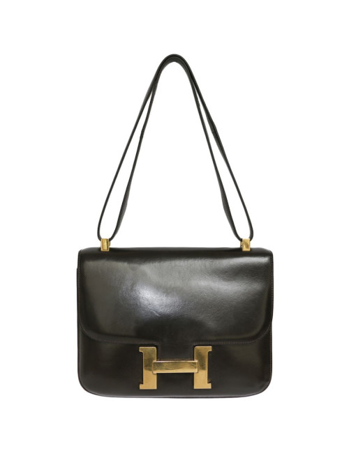 Sac Constance HERMES cuir box marron